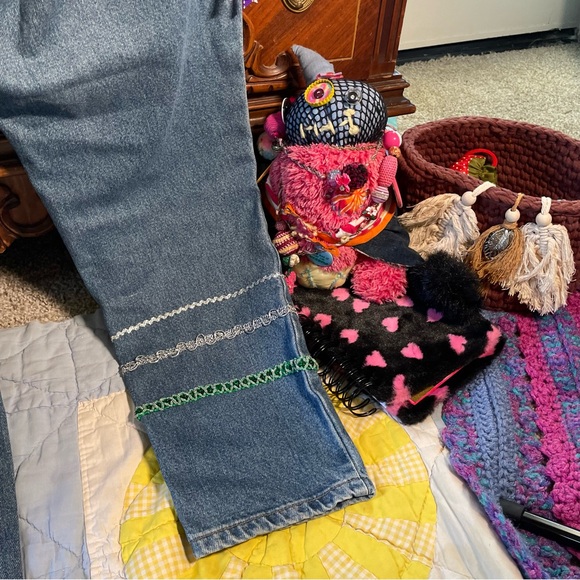 ERIKA KELLY APPAREL IT’s My BDAY Party Time Upcycled Couture Art Jeans - Picture 4 of 14